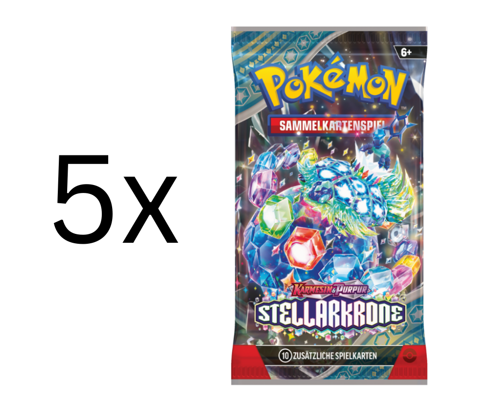 Pokemon - Karmesin & Purpur - 5x Stellarkrone Booster - Deutsch 