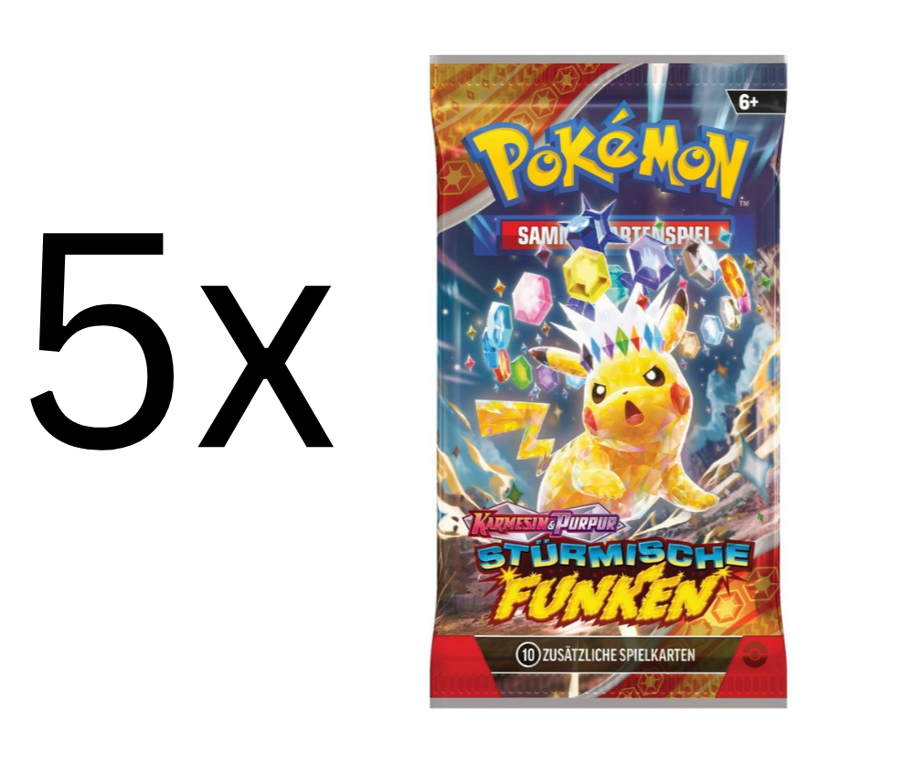 Pokemon - Karmesin & Purpur - 5x Stürmische Funken Booster - Deutsch 