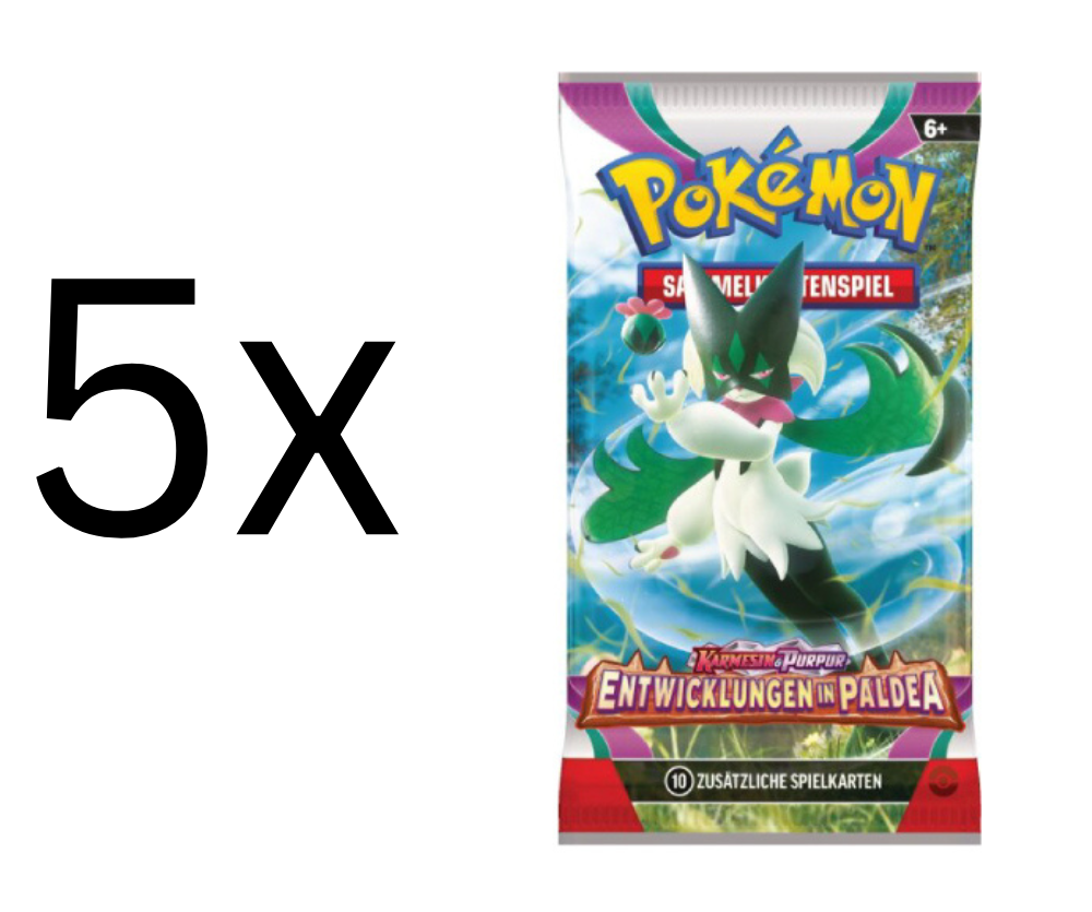 Pokemon - Karmesin & Purpur - 5x Entwicklungen in Paldea Booster - Deutsch 
