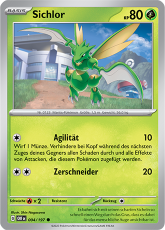 Pokemon - Obsidian Flammen - Sichlor - Reverse Holo 004/197 (DEUTSCH)      
