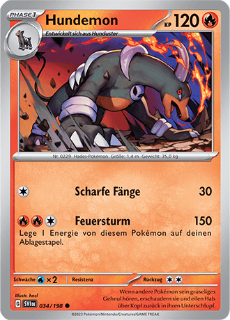 Pokemon - Karmesin und Purpur - Hundemon - Reverse Holo 034/198 (DEUTSCH)   