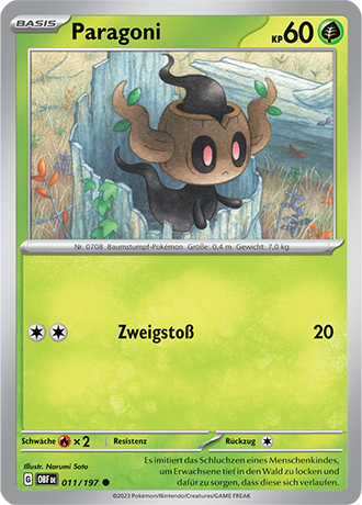 Pokemon - Obsidian Flammen - Paragoni - Reverse Holo 011/197 (DEUTSCH)           