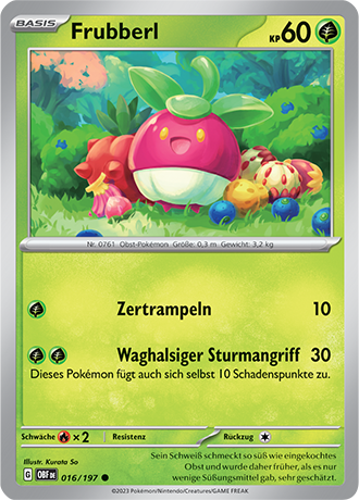 Pokemon - Obsidian Flammen - Frubberl - Reverse Holo 016/197 (DEUTSCH)               
