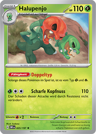 Pokemon - Obsidian Flammen - Halupenjo - Reverse Holo 025/197 (DEUTSCH)                       