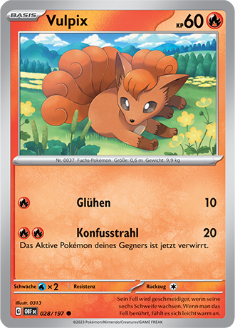 Pokemon - Obsidian Flammen - Vulpix - Reverse Holo 028/197 (DEUTSCH)                          