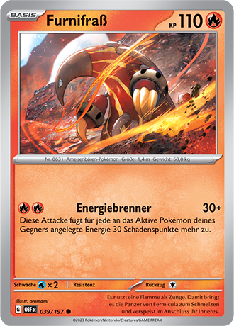 Pokemon - Obsidian Flammen - Furnifraß - Reverse Holo 039/197 (DEUTSCH)                                   