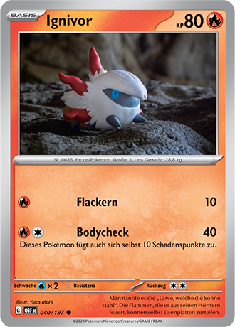 Pokemon - Obsidian Flammen - Ignivor - Reverse Holo 040/197 (DEUTSCH)                                   