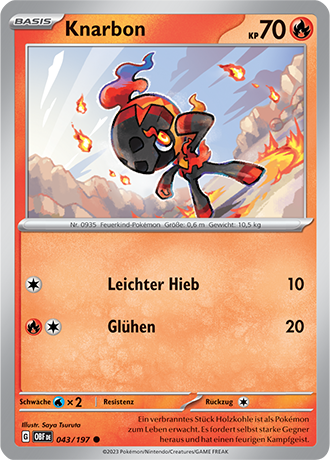 Pokemon - Obsidian Flammen - Knarbon - Reverse Holo 043/197 (DEUTSCH)                                    