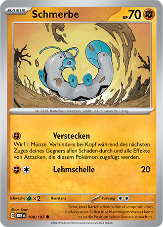 Pokemon - Obsidian Flammen - Schmerbe - Reverse Holo 108/197 (DEUTSCH)                                      