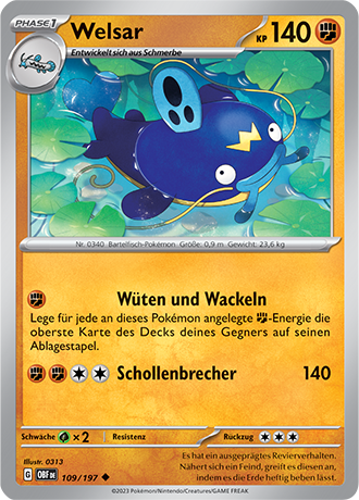 Pokemon - Obsidian Flammen - Welsar - Reverse Holo 109/197 (DEUTSCH)                                      