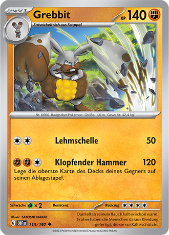 Pokemon - Obsidian Flammen - Grebbit - Reverse Holo 113/197 (DEUTSCH)                                     