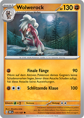 Pokemon - Obsidian Flammen - Wolwerock - Reverse Holo 117/197 (DEUTSCH)                                  
