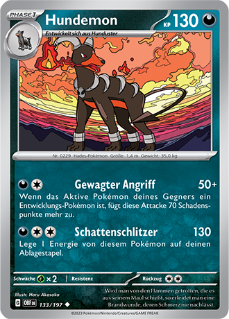 Pokemon - Obsidian Flammen - Hundemon - Reverse Holo 133/197 (DEUTSCH)                                
