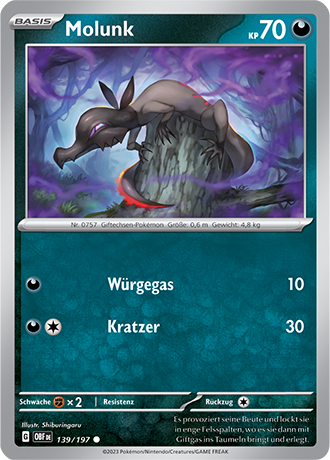 Pokemon - Obsidian Flammen - Molunk - Reverse Holo 139/197 (DEUTSCH)                                  