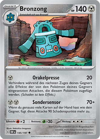Pokemon - Obsidian Flammen - Bronzong - Reverse Holo 145/197 (DEUTSCH)                                      
