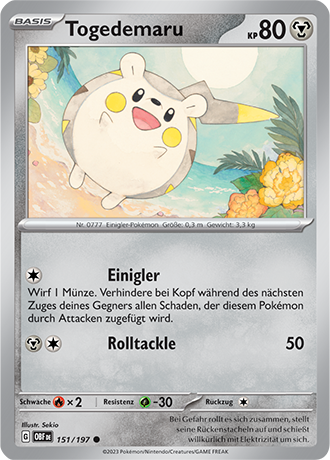 Pokemon - Obsidian Flammen - Togedemaru - Reverse Holo 151/197 (DEUTSCH)                                         