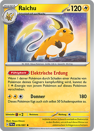 Pokemon - Paldea Schicksale - Raichu - Reverse Holo 019/091 (DEUTSCH)                                             