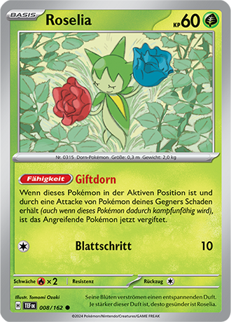 Pokemon - Gewalten der Zeit - Roselia - Reverse Holo 008/162 (DEUTSCH)