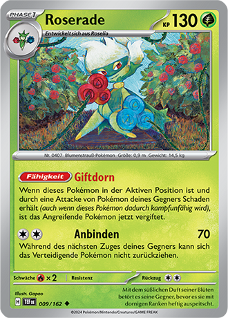 Pokemon - Gewalten der Zeit - Roserade- Reverse Holo 009/162 (DEUTSCH)