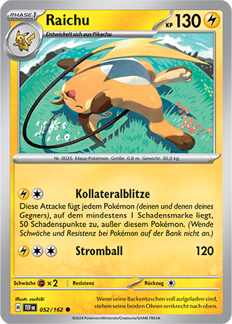 Pokemon - Gewalten der Zeit - Raichu - Reverse Holo 052/162 (DEUTSCH)