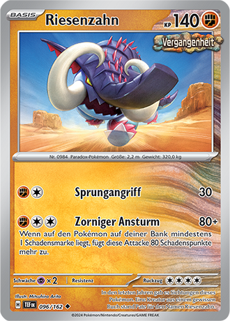 Pokemon - Gewalten der Zeit - Riesenzahn - Reverse Holo 096/162 (DEUTSCH)                                        