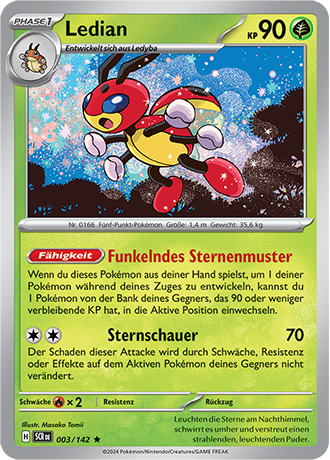 Pokemon - Stellarkrone - Ledian - Reverse Holo 003/142 (DEUTSCH)                                                  