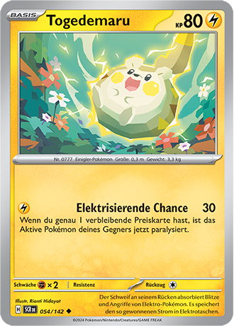 Pokemon - Stellarkrone - Togedemaru - Reverse Holo 054/142 (DEUTSCH)                                                                 