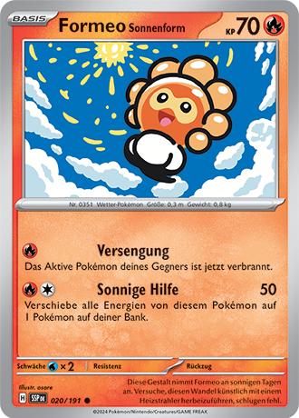 Pokemon - Stürmische Funken - Formeo Sonnenform - Reverse Holo 020/191 (DEUTSCH) 