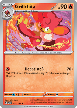 Pokemon - Stürmische Funken - Grillchita - Reverse Holo 023/191 (DEUTSCH) 