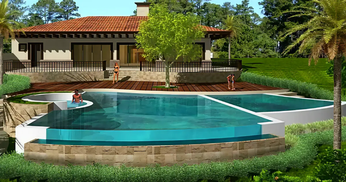 Diseño innovador de piscina residencial.