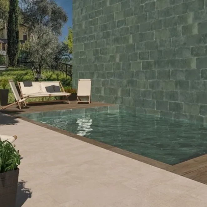 Acabados para piscina Porcelanato Bali Stone Caribbean