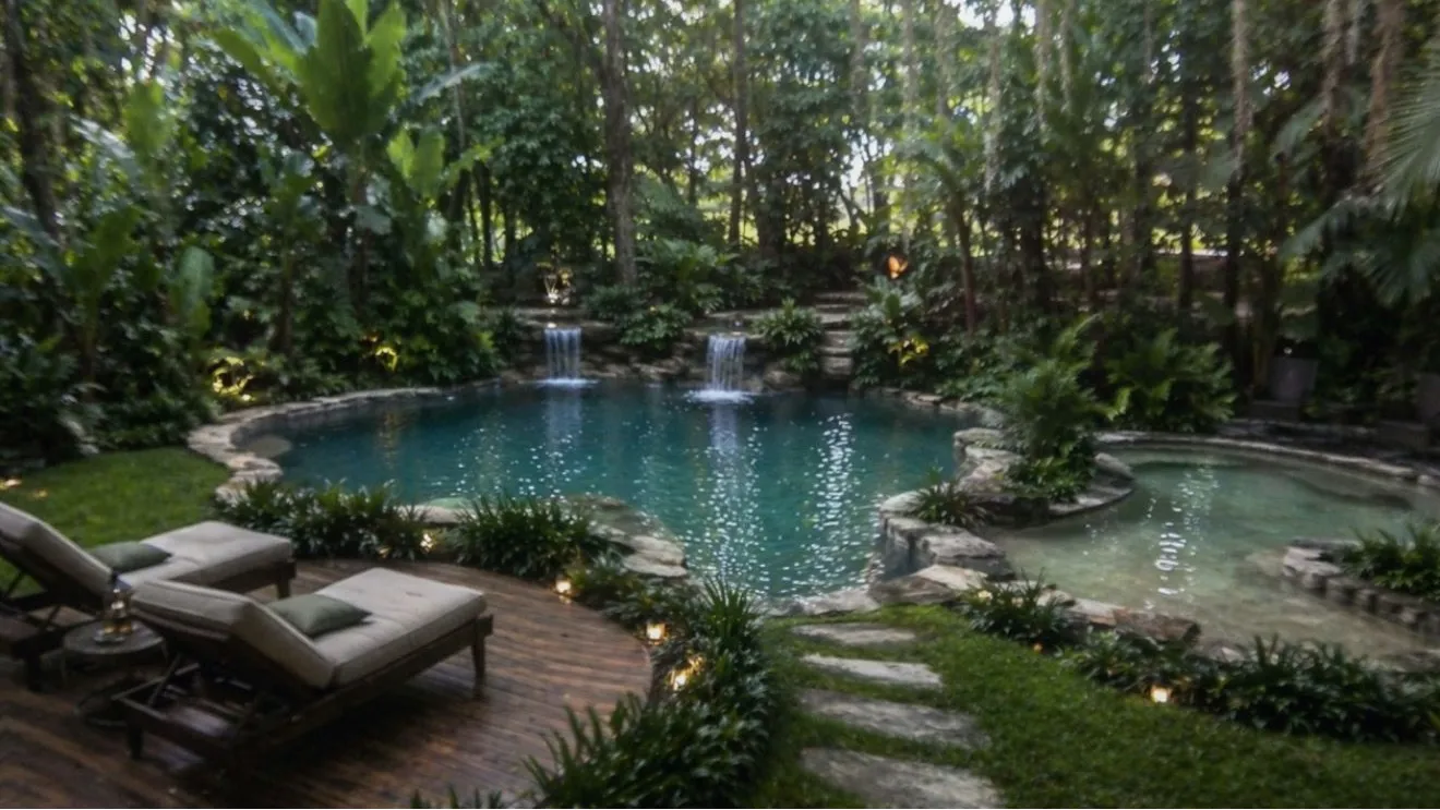 Lagoon style sandy beach pool