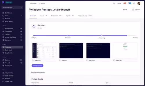 Attack interface showing our AI pentesting agents