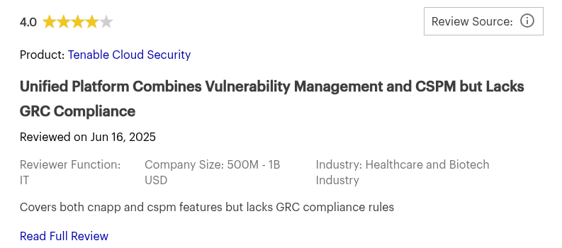 Tenable Cloud Security Reviews