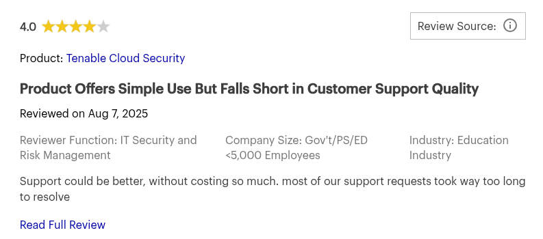 Tenable Cloud Security Reviews