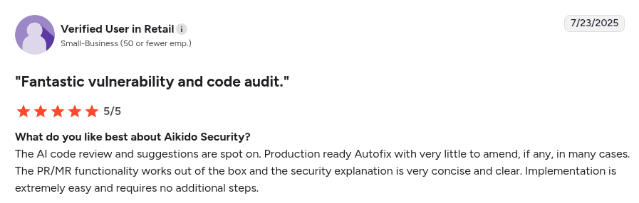 Aikido Security Reviews