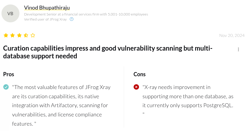 JFrog Xray Reviews