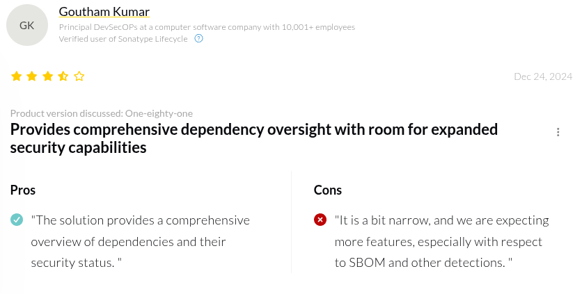 Sonatype’s Nexus Lifecycle Reviews