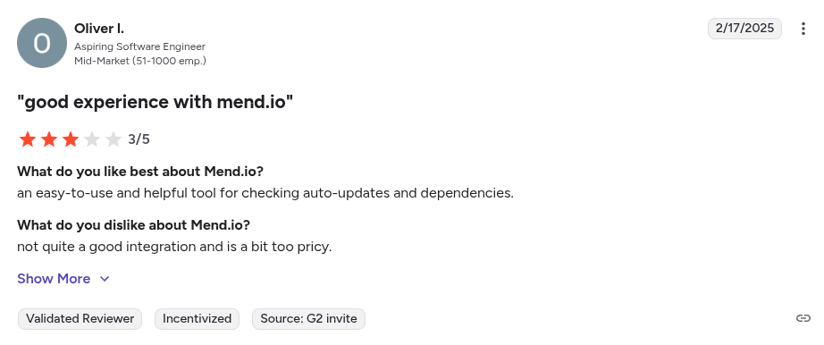 Mend (Formerely WhiteSource) Reviews