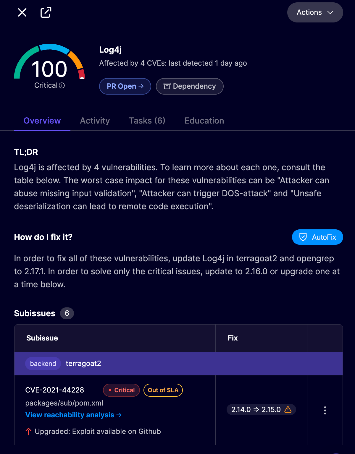 Aikido Security te proporciona una puntuación de riesgo que utiliza y mejora la puntuación CVSS de los CVE