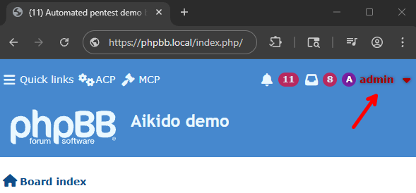 Logged in as admin after reload