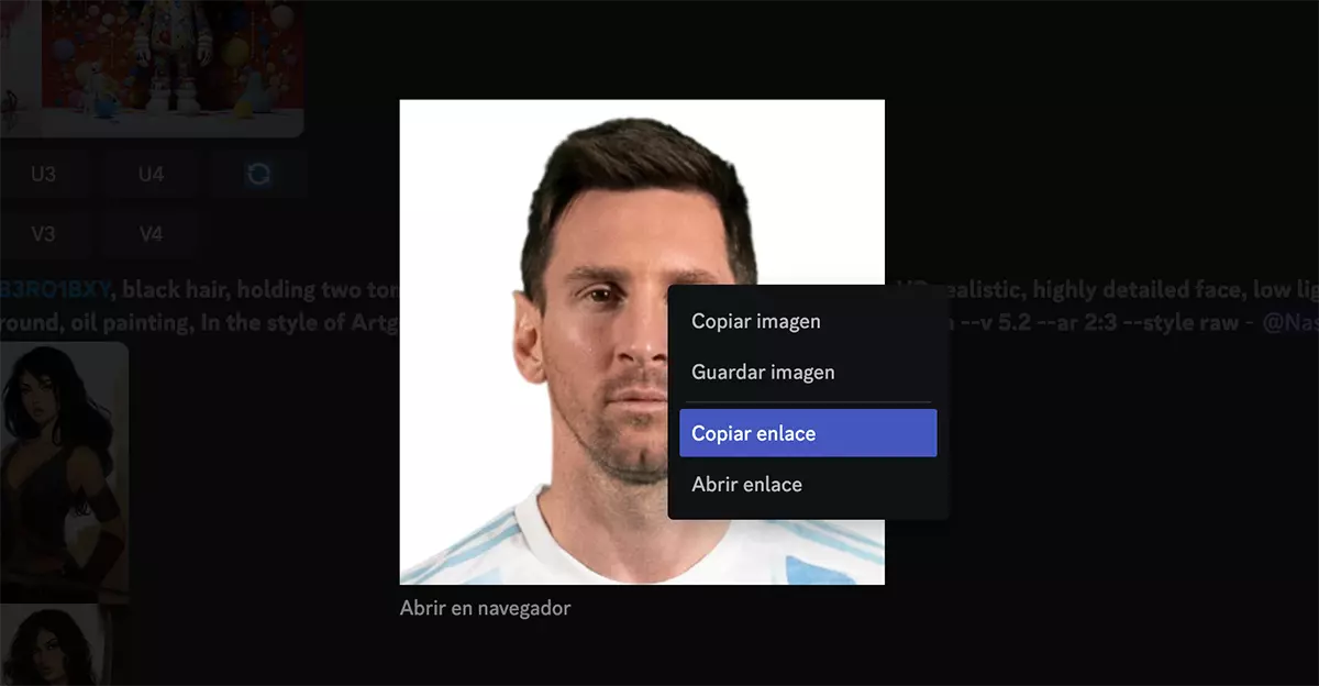 midjourney copiar enlace