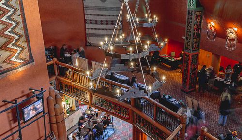 Aerial view of lobby of Nativo with event taking place