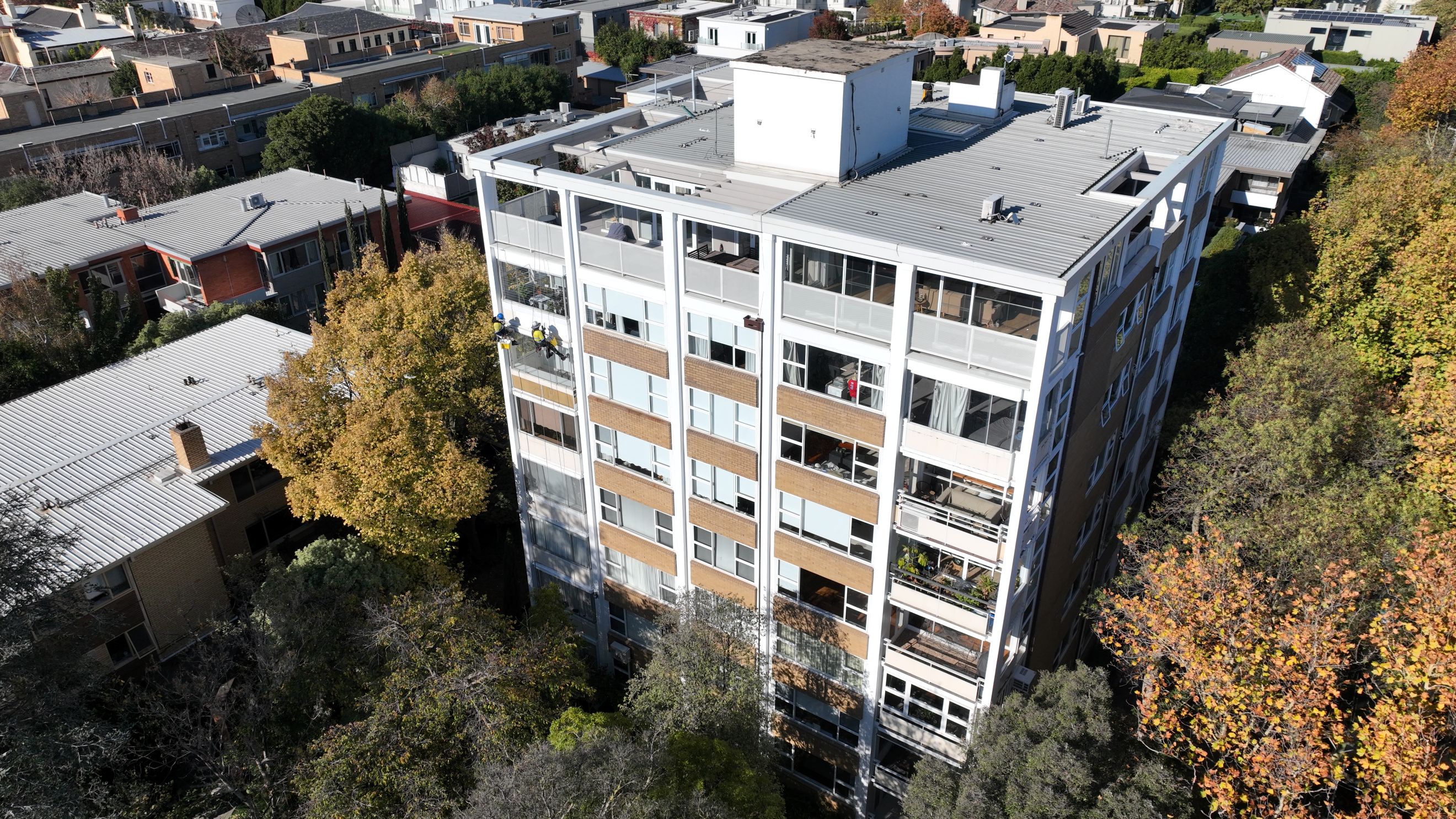 Facade remediation of a 1960s strata building at 16 Woorigoleen Road, Toorak