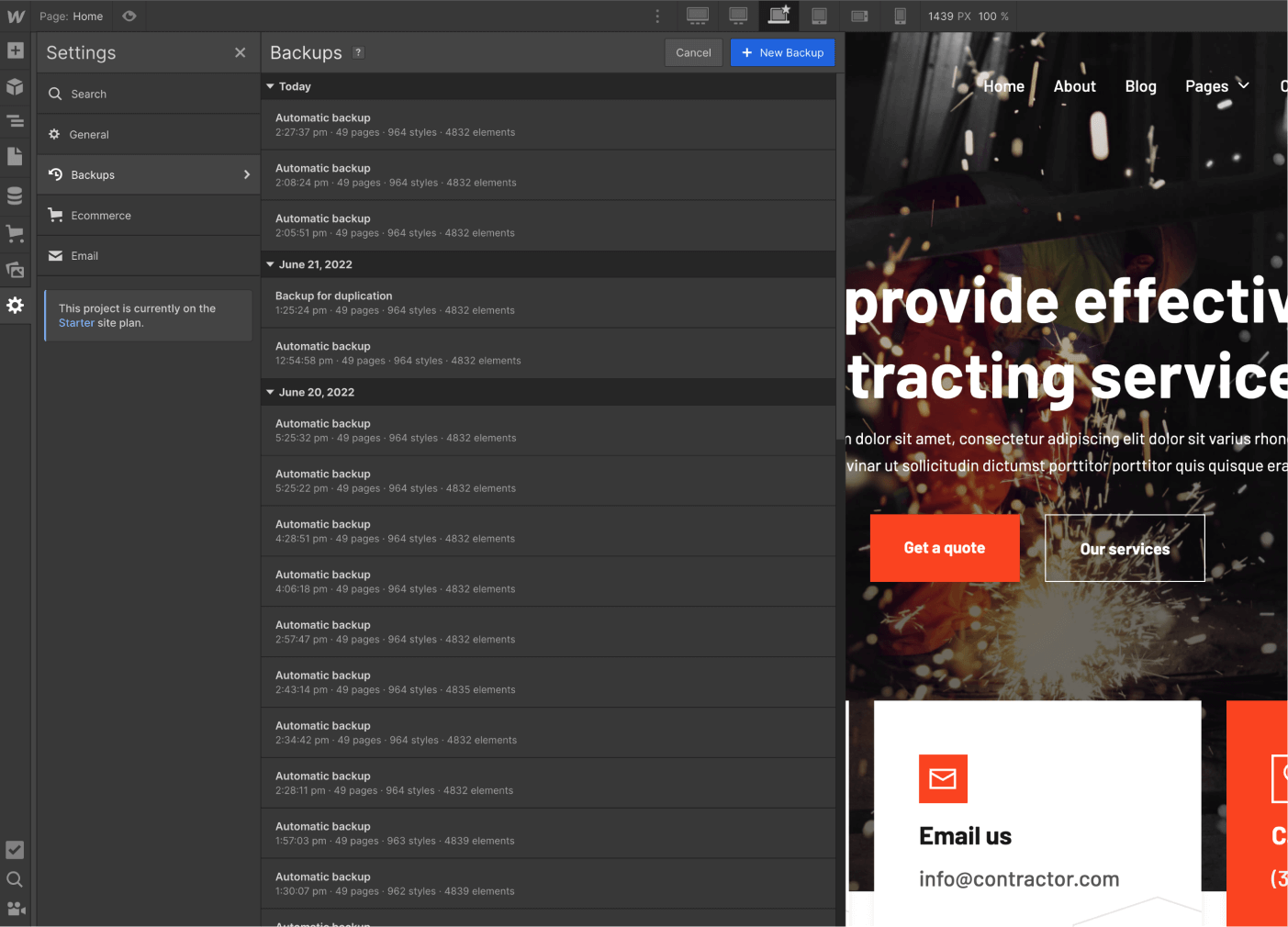 Backups - Contractor X Webflow Template
