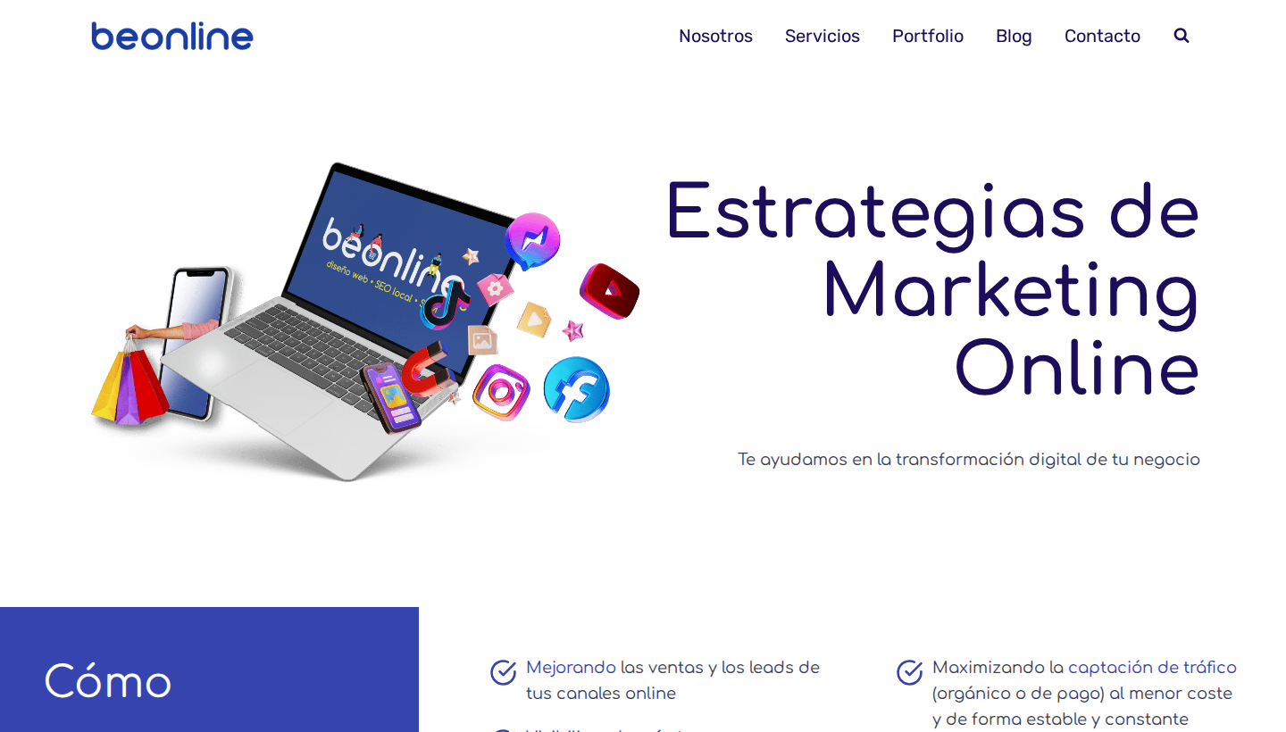 Beonline homepage screenshot