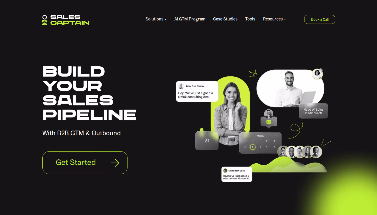 SalesCaptain homepage screenshot