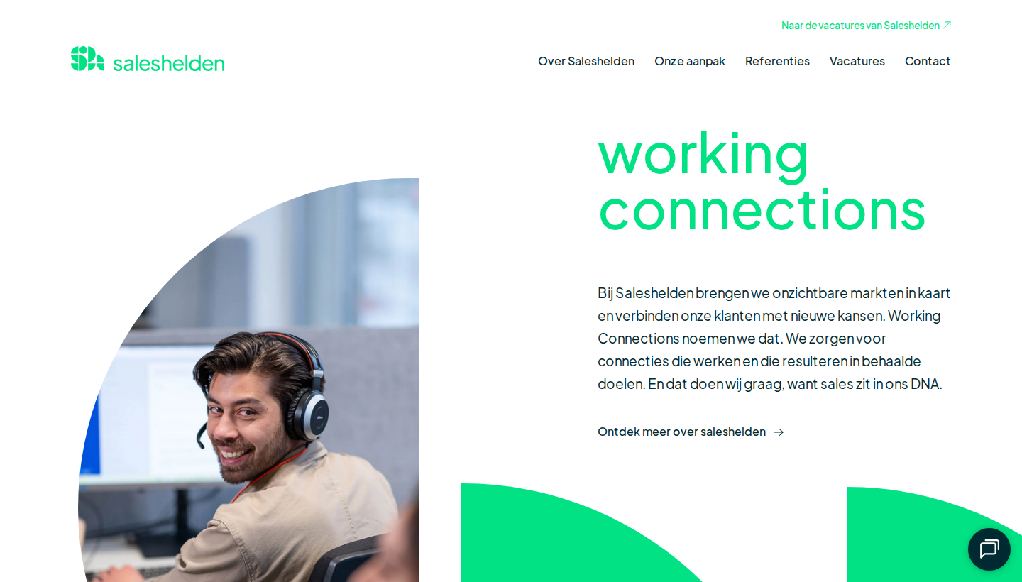 Saleshelden homepage screenshot