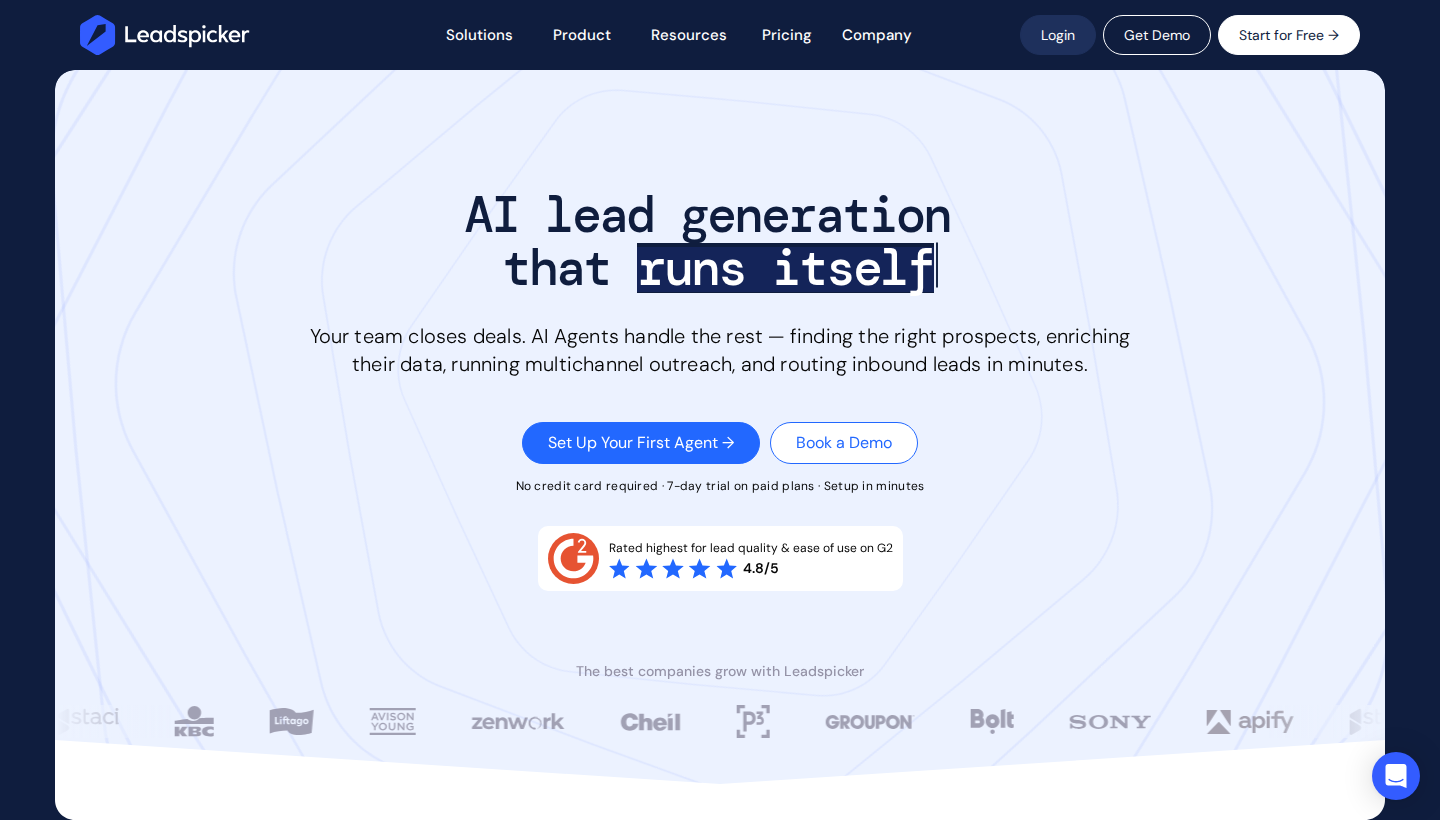 Leadspicker homepage screenshot
