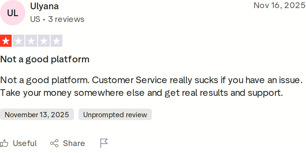 A critical 1-star Meet Alfred Trustpilot review